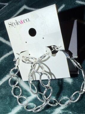 Style & Co. Textured Linked Hoop Earrings in Silver